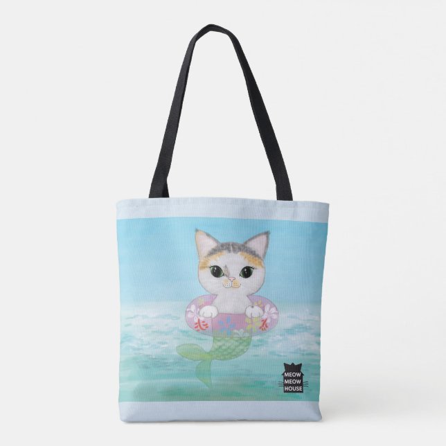Tote Bag Arbre Purrmaids avec un chat de calicot (Dos)