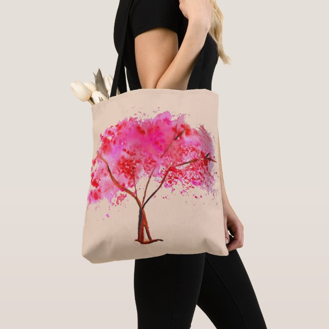 Tote Bag Arbre rose cerisier en fleurs (De près)