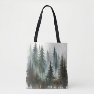 Tote Bag Arbres à l'aquarelle Campagne rustique