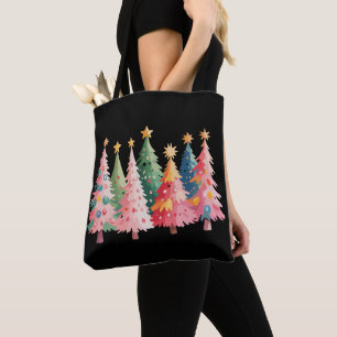 Tote Bag Arbres aquarelle de Noël Mignon Xmas Rose