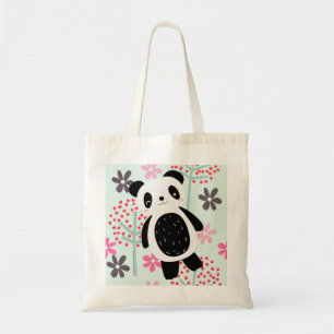 Tote Bag Arbres, fleurs, et ours panda
