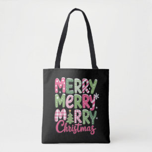 Tote Bag Arbres Joyeux et Lumineux Noël Vacances Hiver