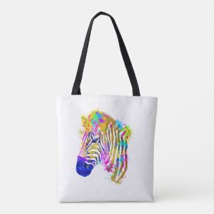 Tote Bag Arc en arc-en-ciel Peinture Zebra Graphique