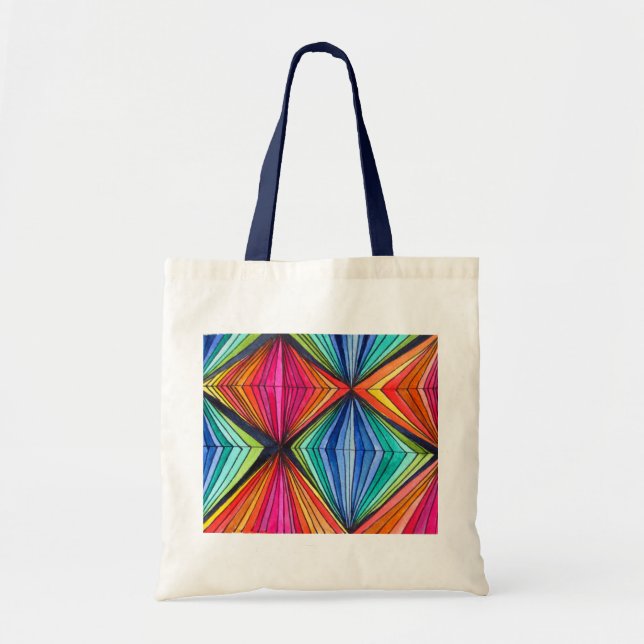 Tote Bag Arc-en-ciel - Art optique géométrique (Devant)