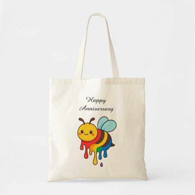 Tote Bag Arc-en-ciel - Bon anniversaire (Devant)