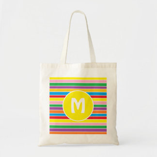 Tote Bag Arc-en-ciel coloré clair rayé Monogramme