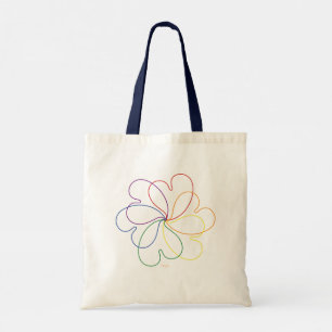 Tote Bag Arc-en-ciel coloré sur la fleur coeur chic blanc