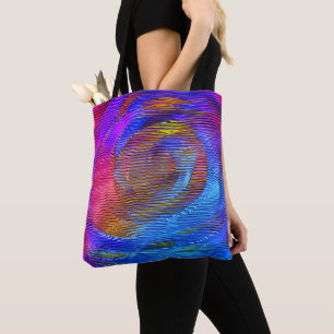 Tote Bag Arc-en-ciel en spirale rose avec relief et rayures