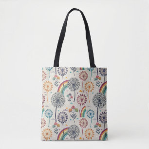 Tote Bag Arc-en-ciel et pissenlit botanique