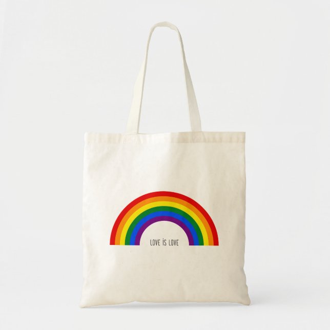 Tote Bag Arc-en-ciel gay pride. L'amour est l'amour. (Devant)