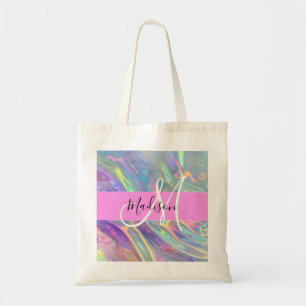 Tote Bag Arc-en-ciel Girly Holographique Iridescent Monogra