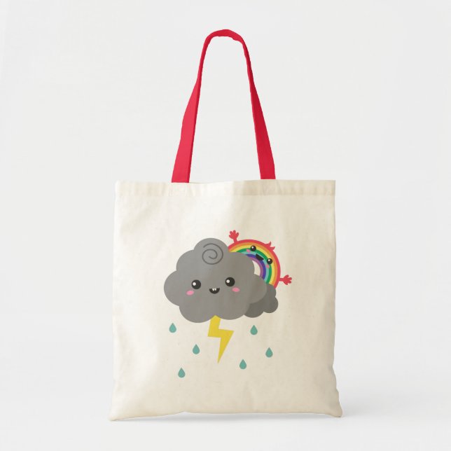 Tote Bag Arc-en-ciel mignon derrière chaque nuage foncé, (Devant)