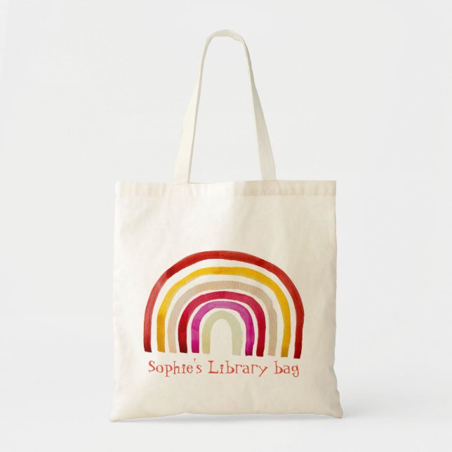 Tote Bag Arc-en-ciel rétro jolie aquarelle (Devant)