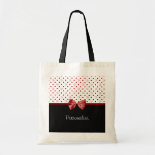 Tote Bag Arc rouge et noir Girly de coeurs de point de