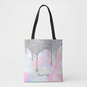 Tote Bag *~* Argent Parties scintillant Pastel Unicorn Sir