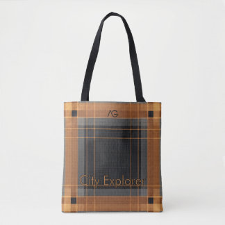 Tote Bag Aria Urban Copper Grid Plaid Pattern City Explorer