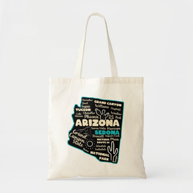 Tote Bag Arizona Sedona carte arizona état usa tourisme (Devant)