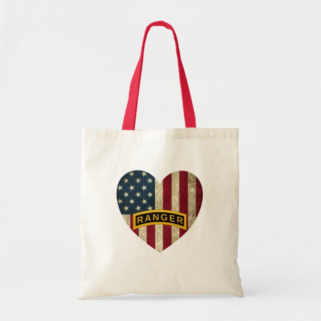 Tote Bag Army Ranger School Tab American Heart Flag (Devant)