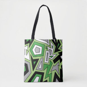 Tote Bag Aro gris noir vert géométrique Abstrait