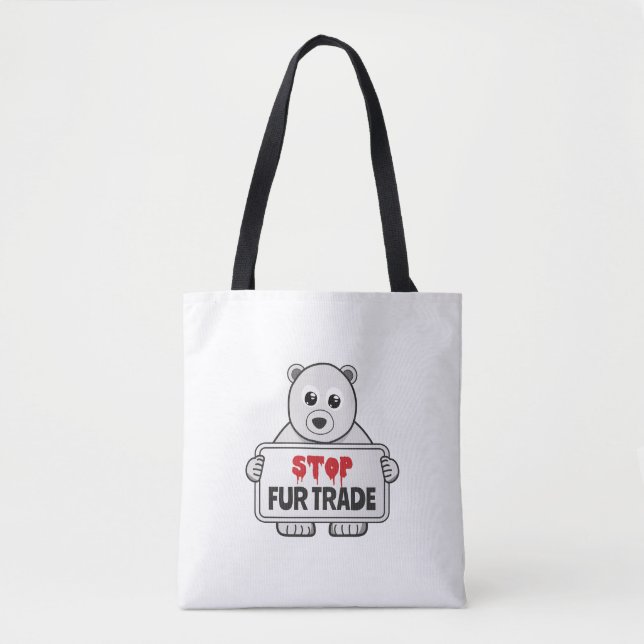 Tote Bag Arrêtez le commerce de la fourrure triste ours pol (Devant)