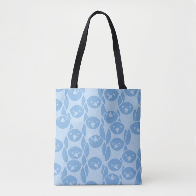Tote Bag Arrière - plan bleu de motif de pingouins (Devant)