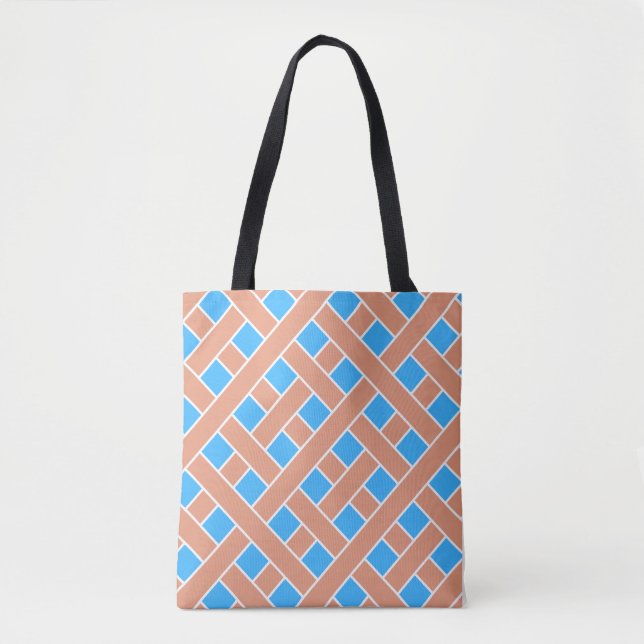 Tote Bag Arrière - plan bleu Trellis (Devant)