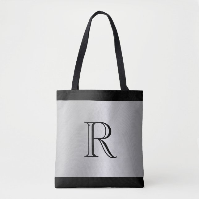 Tote Bag Arrière - plan d'apparence métallique argenté avec (Devant)