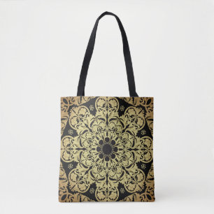 Tote Bag Arrière - plan Floral de luxe en or