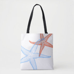 Tote Bag Arrière - plan orange/bleu de PixDezines d'étoiles