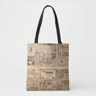 Tote Bag Arrière - plan papier usagé. Page de journal ancie