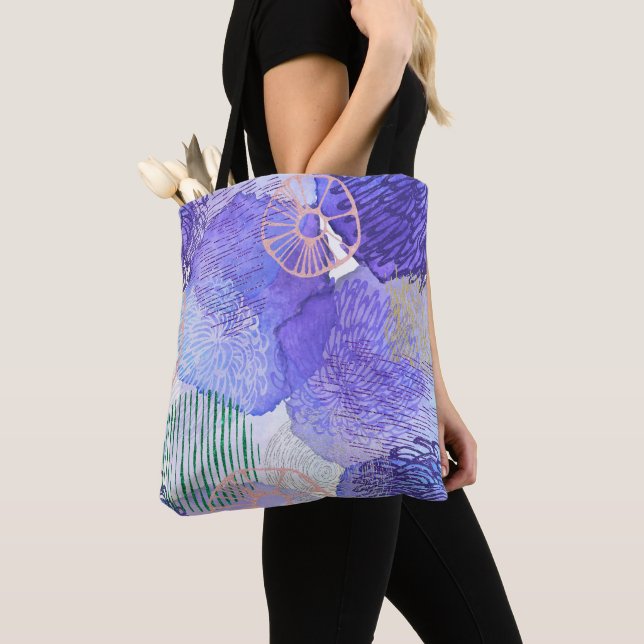 Tote Bag Arrière - plan Rose Et Violet (De près)
