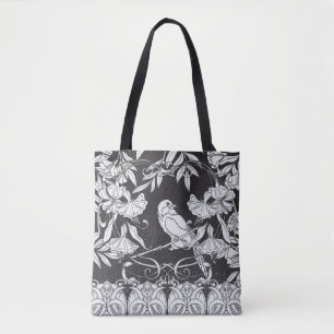 Tote Bag arrière - plan vintage avec fleurs décoratives et