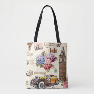 Tote Bag Arrière - plan vintage londonien sans couture avec