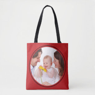 Tote Bag Arrondi en Carré Cadre rouge + votre photo