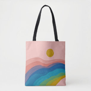 Tote Bag Art Abstrait coloré Artsy rose Jaune bleu cadeau