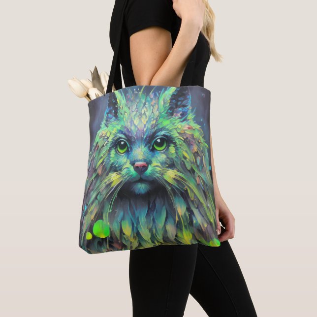 Tote Bag Art Abstrait de l'Imaginaire de chat mystique (De près)