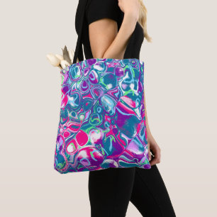 Tote Bag Art Abstrait rose et bleu