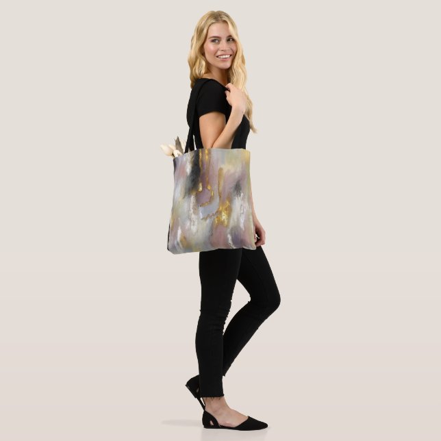 Tote Bag Art Abstrait rose or moderne (Sur le modèle)