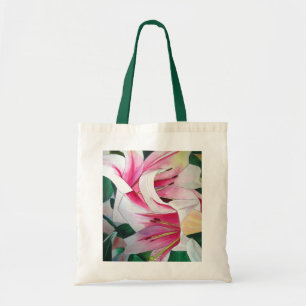 Tote Bag Art aquarelle de fleur de jour lisée blanche et ro