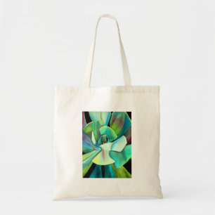 Tote Bag Art aquarelle d'une plante grasse bleue et verte d
