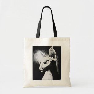 Tote Bag Art blanc de portrait de Kitty de contraste de