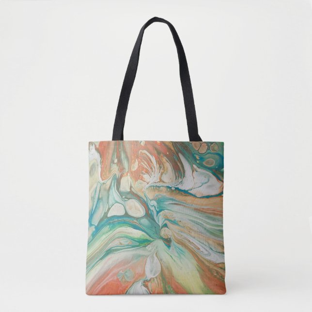 Tote Bag Art blanc vert orange de fluide d'abrégé sur crème (Devant)
