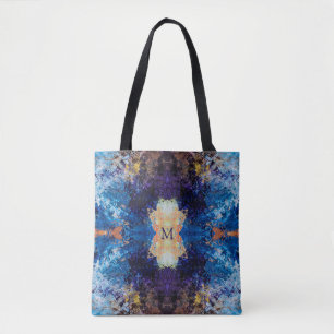 Tote Bag Art Brown bleu géométrique violet