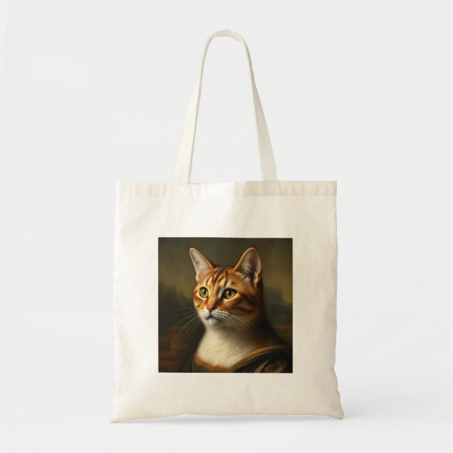 Tote Bag Art Chat Fourre-tout Mona Lisa Starry Nuit étoilée (Devant)