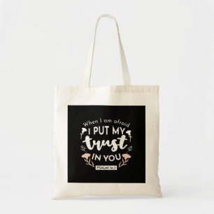 Tote Bag Art chrétien floral foncé - Psaume 56:3