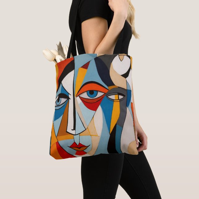 Tote Bag Art coloré moderne visage Abstrait (De près)