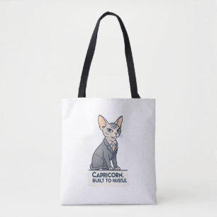 Tote Bag Art de Capricorne Zodiaque Chat Sphynx Construit p