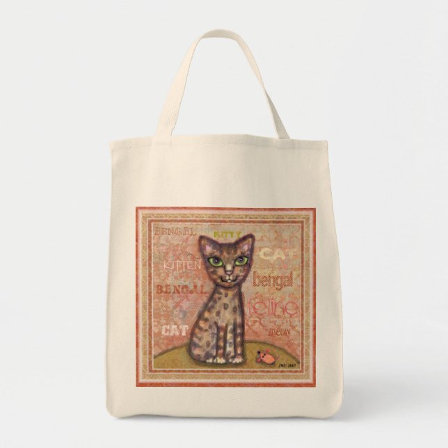 Tote Bag Art de chat du Bengale (Devant)
