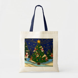 Tote Bag Art de cloisonné Forêt fantaisiste Noël classique 