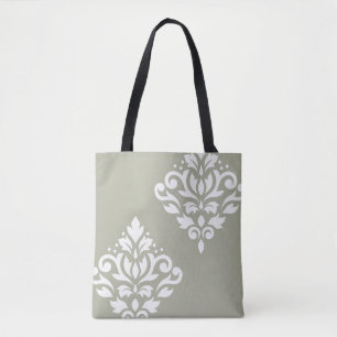 Tote Bag Art de Damas roulant I Blanc sur Vert